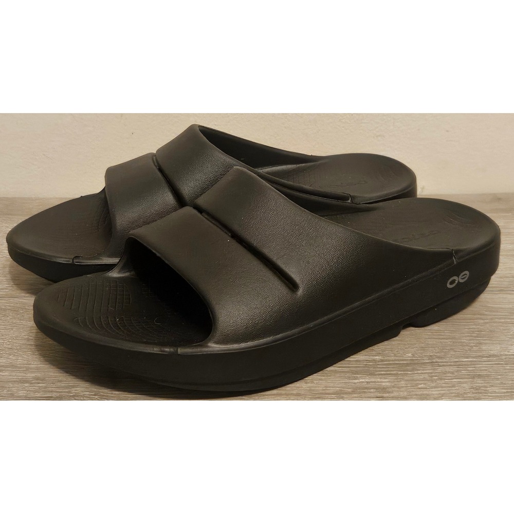 OOFOS Ooahh Slide Sandals Black Mens 8 Womens 10 Recovery Footwear EU 41